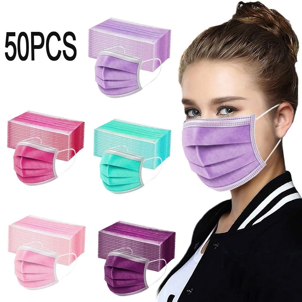 50PCS Women Man Solid Mask Dis - Disposable Surgical Mask review and price