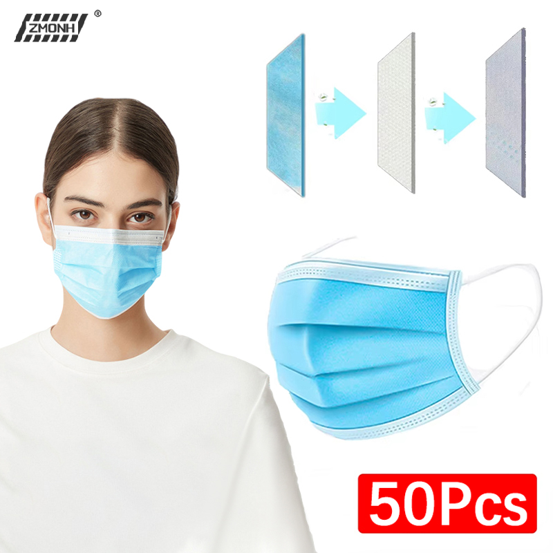 [H]50Pcs 3-layer Mask Face Mas - Disposable Mask Blue review and price