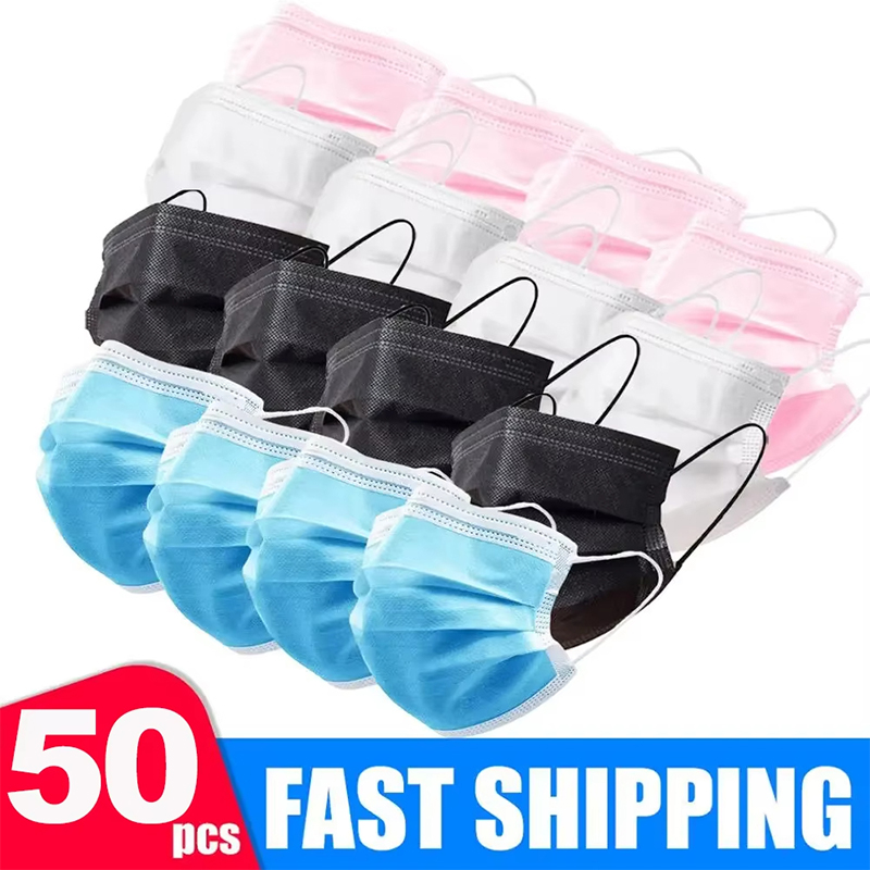 [H]50Pcs 3-layer Mask Face Mas - Disposable Mask Blue review and price